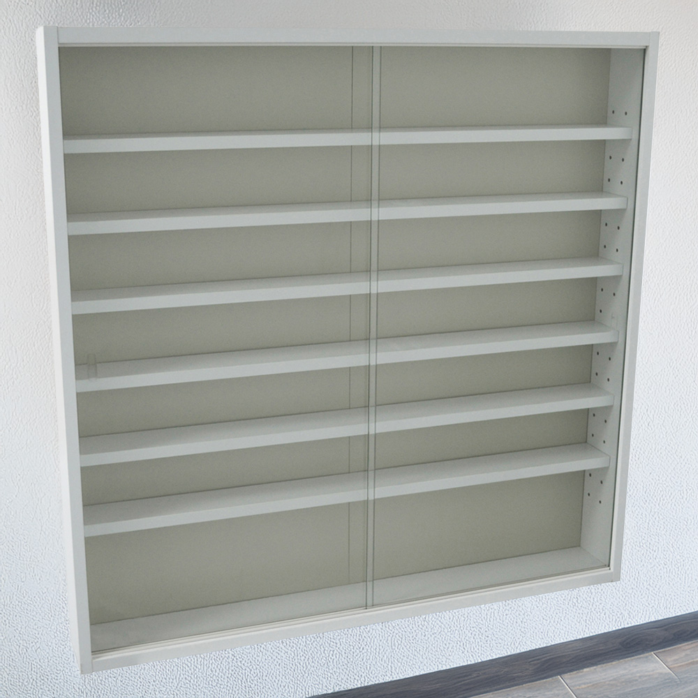 Watsons Reveal 6 Shelf White Glass Display Wall Cabinet Image 1