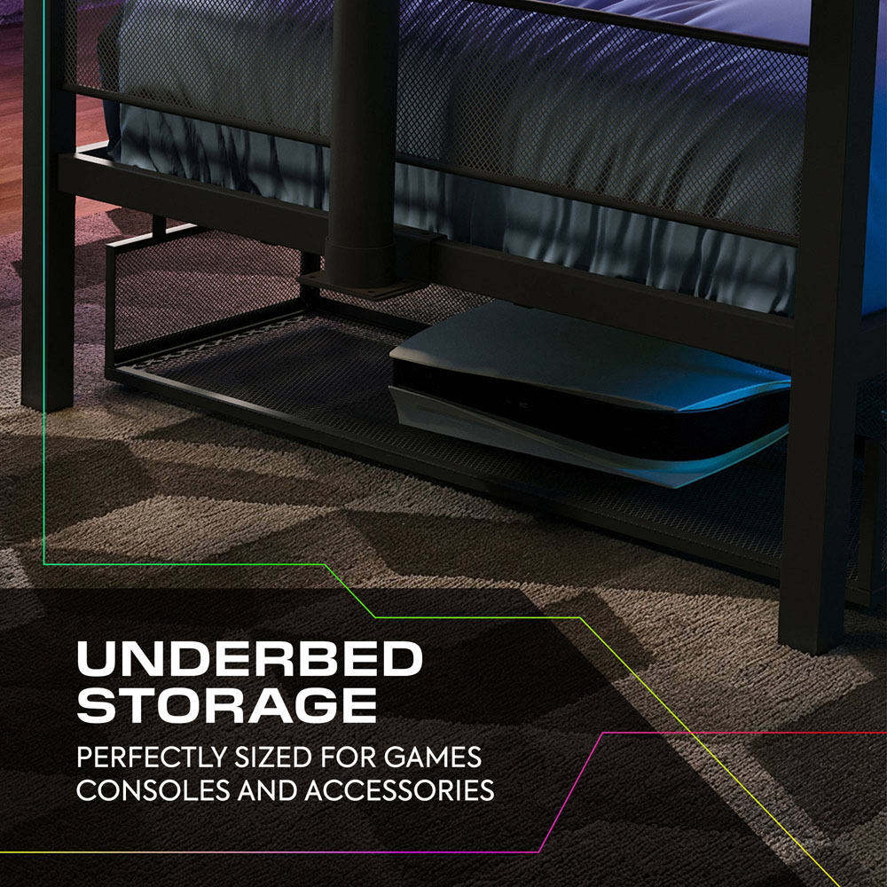 X Rocker Basecamp Single Black TV Gaming Bed with App Controlled RGB LED Light Image 4