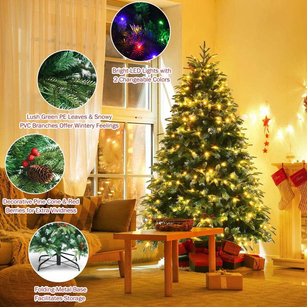 Costway Pre Lit Multicolour LED Artificial Christmas Tree 6ft Image 8