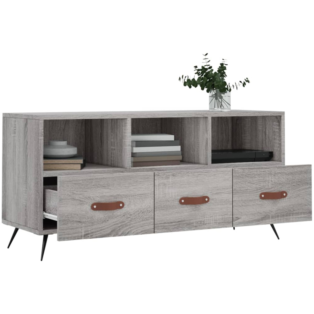 vidaXL 3 Drawer 3 Shelf Grey Sonoma TV Cabinet Image 4