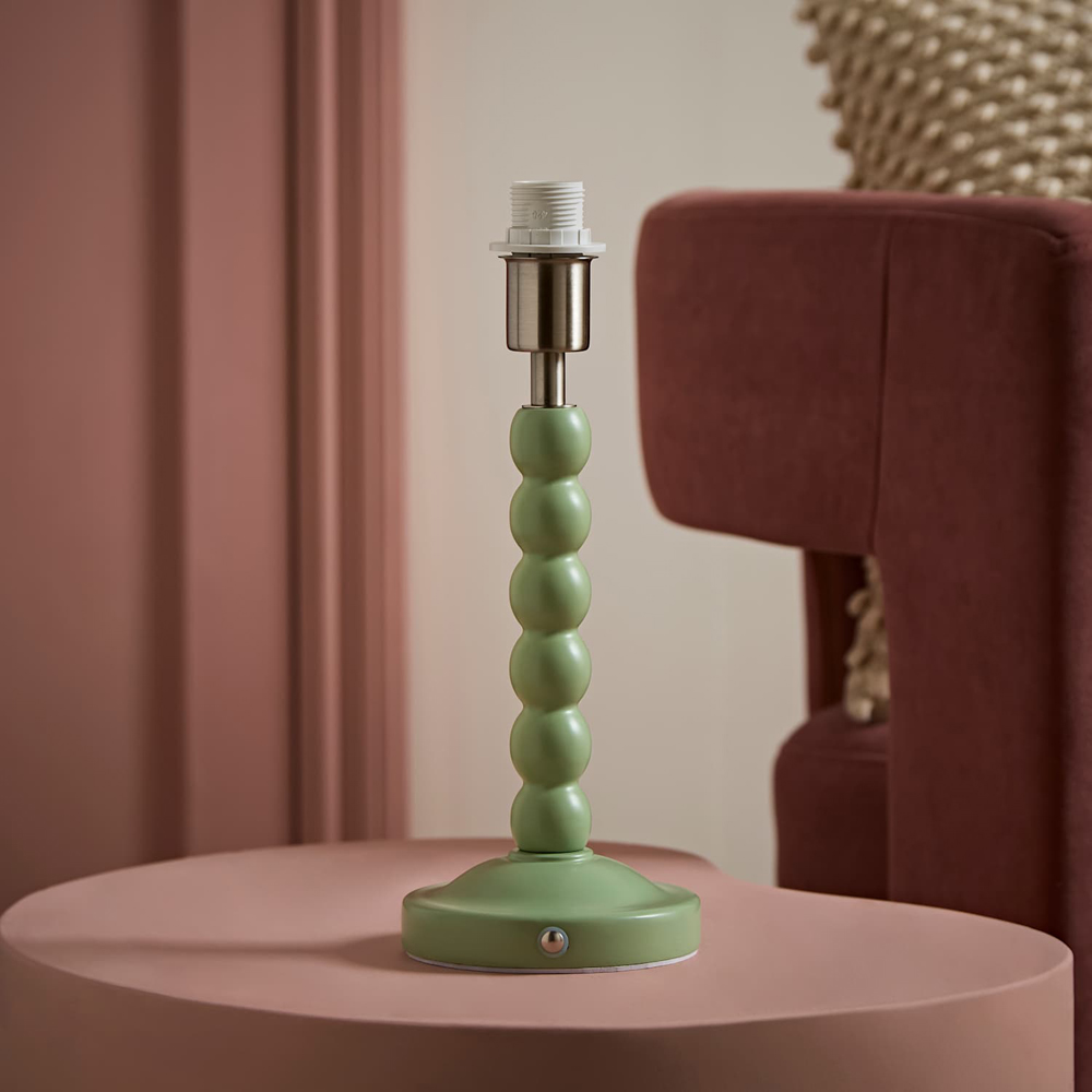 ValueLights Bobble Sage Green Rechargeable Wooden Table Lamp Base Image 2