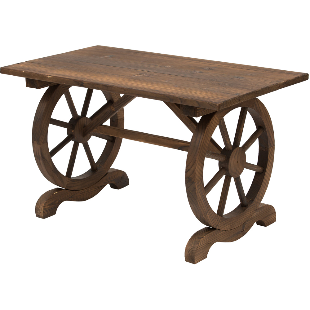 Outsunny Fir Wood Natural Garden Coffee Table Image 2