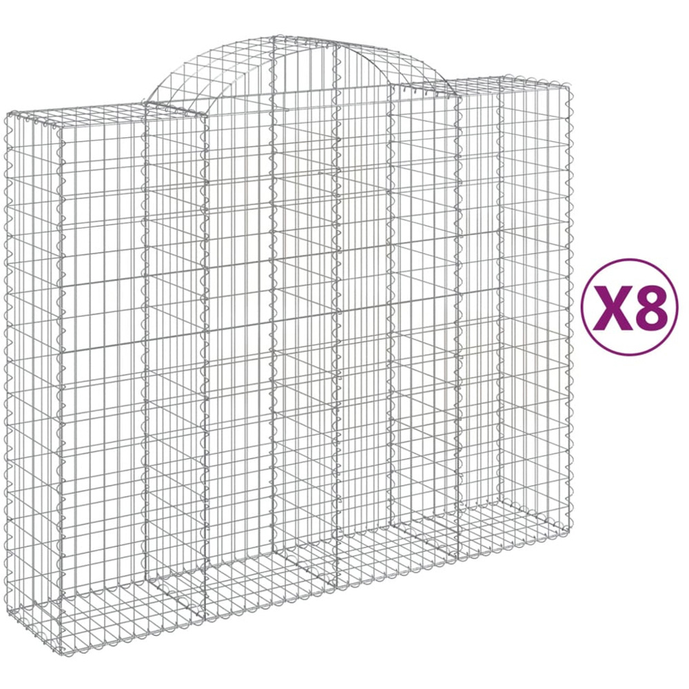 vidaXL Silver Galvanised Iron Gabion Basket 200 x 50 x 160/180cm 8 Pack Image 4