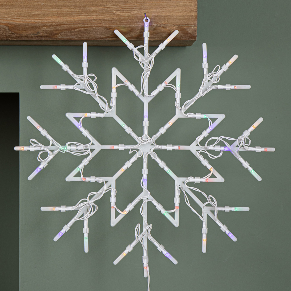Samuel Alexander 50 Multicoloured LED Battery Operated Light-Up Snowflake Christmas Decoration 34cm Image 5