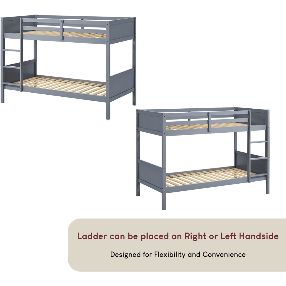 JUNIOR VIDA Gemini Single Grey Detachable Bunk Bed with Foam Mattress Image 3