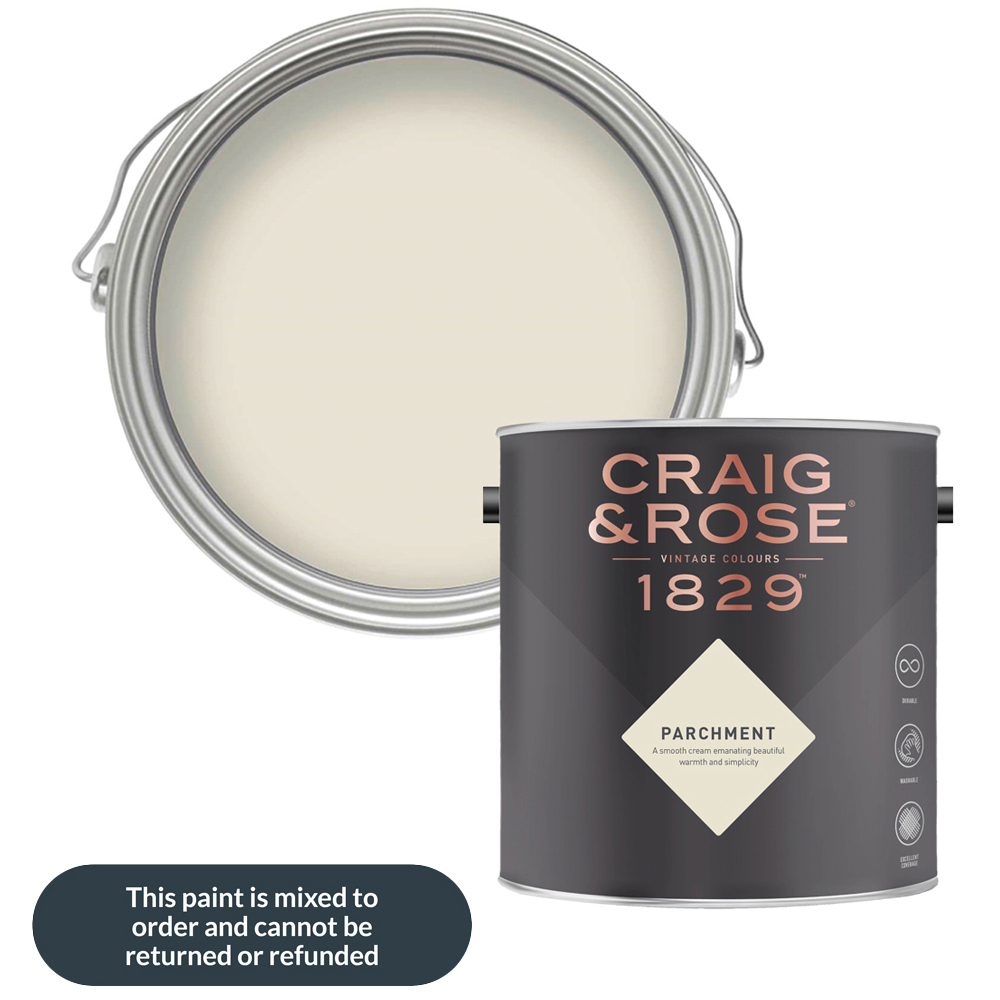 Craig & Rose Walls and Ceilings Parchment Chalky Emulsion Paint 5L Image 1