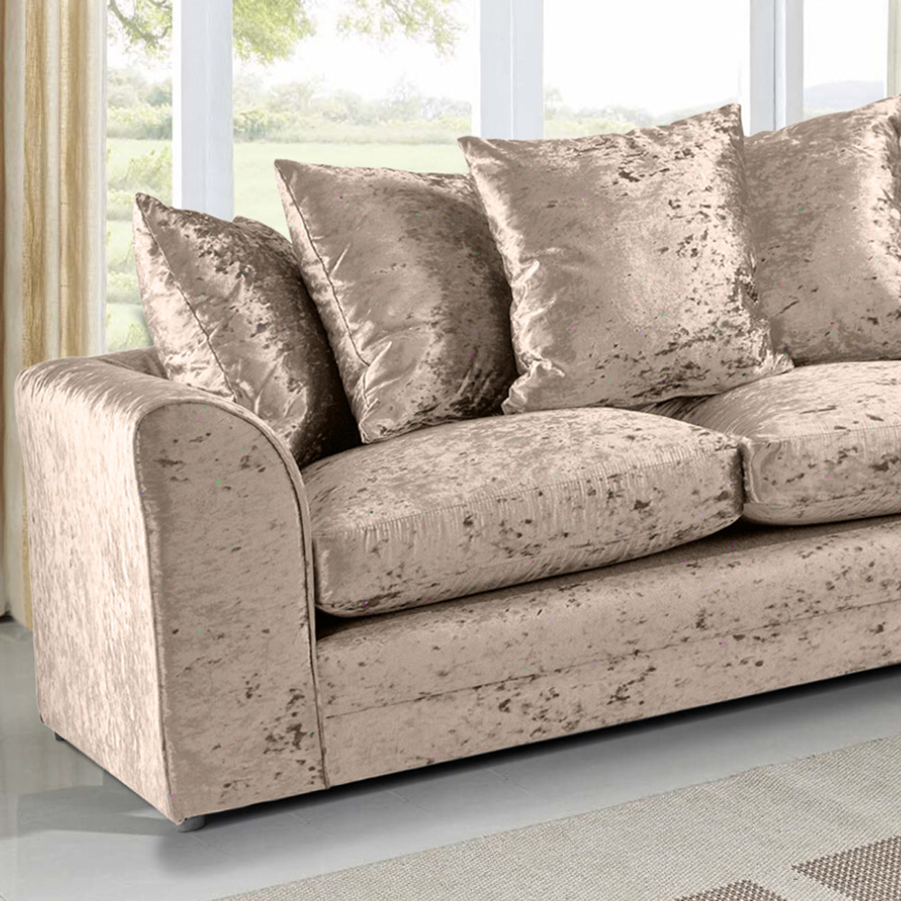 Portland Mirana Modern 3 Seater Mink Crush Velvet Sofa Image 2