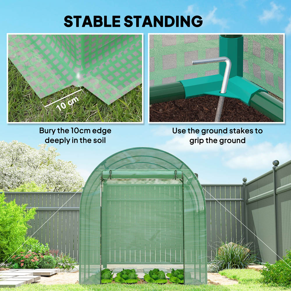 Outsunny Green PE 6 x 6ft Walk In Polytunnel Greenhouse Image 6