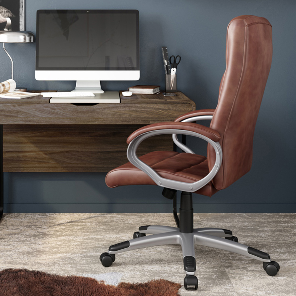 Alphason Hampton Brown Leather Office Chair Image 1