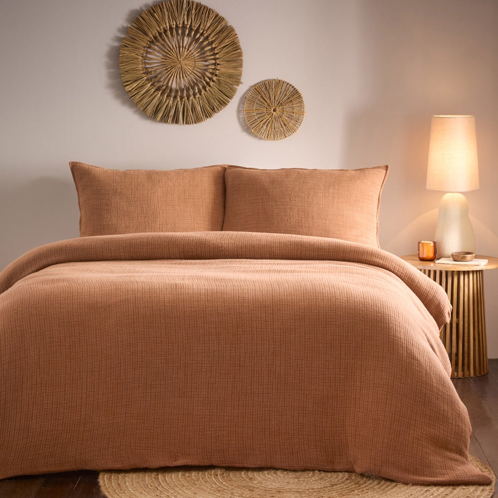 Yard Ribble Super King Size Pecan Acid Washed Duvet Cover Set Image 1