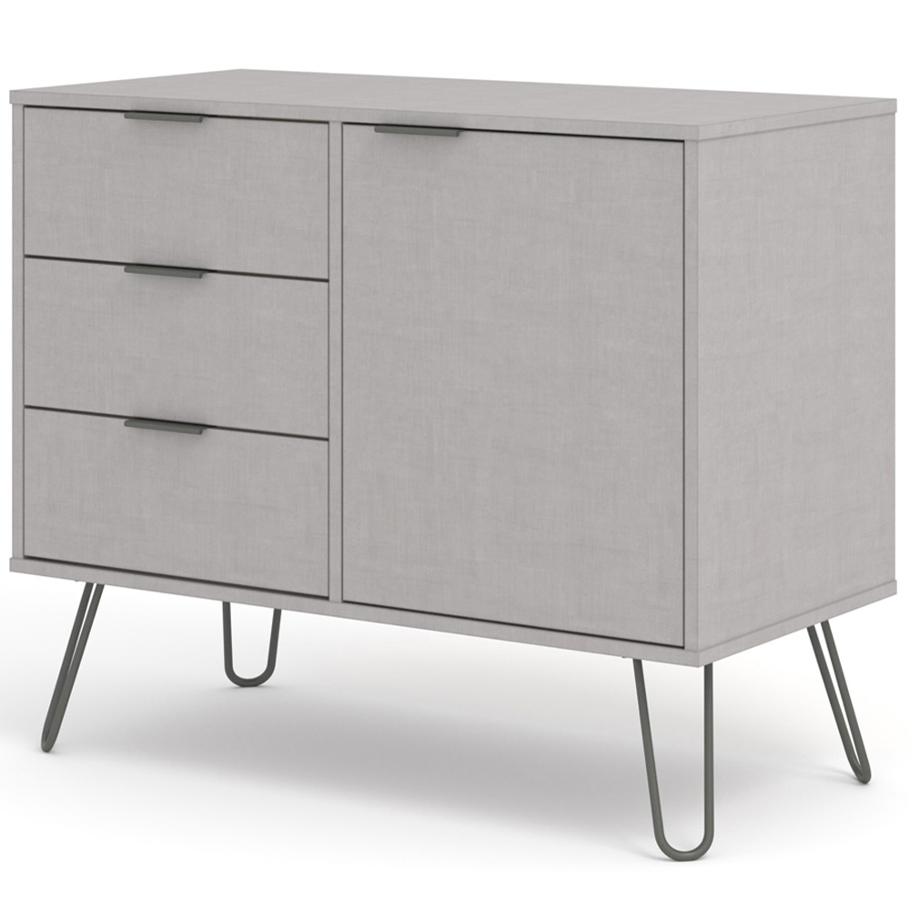 Core Products Augusta Single Door 3 Drawer Grey Small Sideboard Image 4
