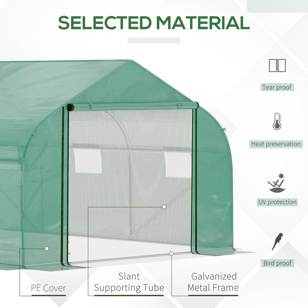 Outsunny Clear Metal Frame 14.7 x 10ft Walk In Polytunnel Greenhouse Image 4