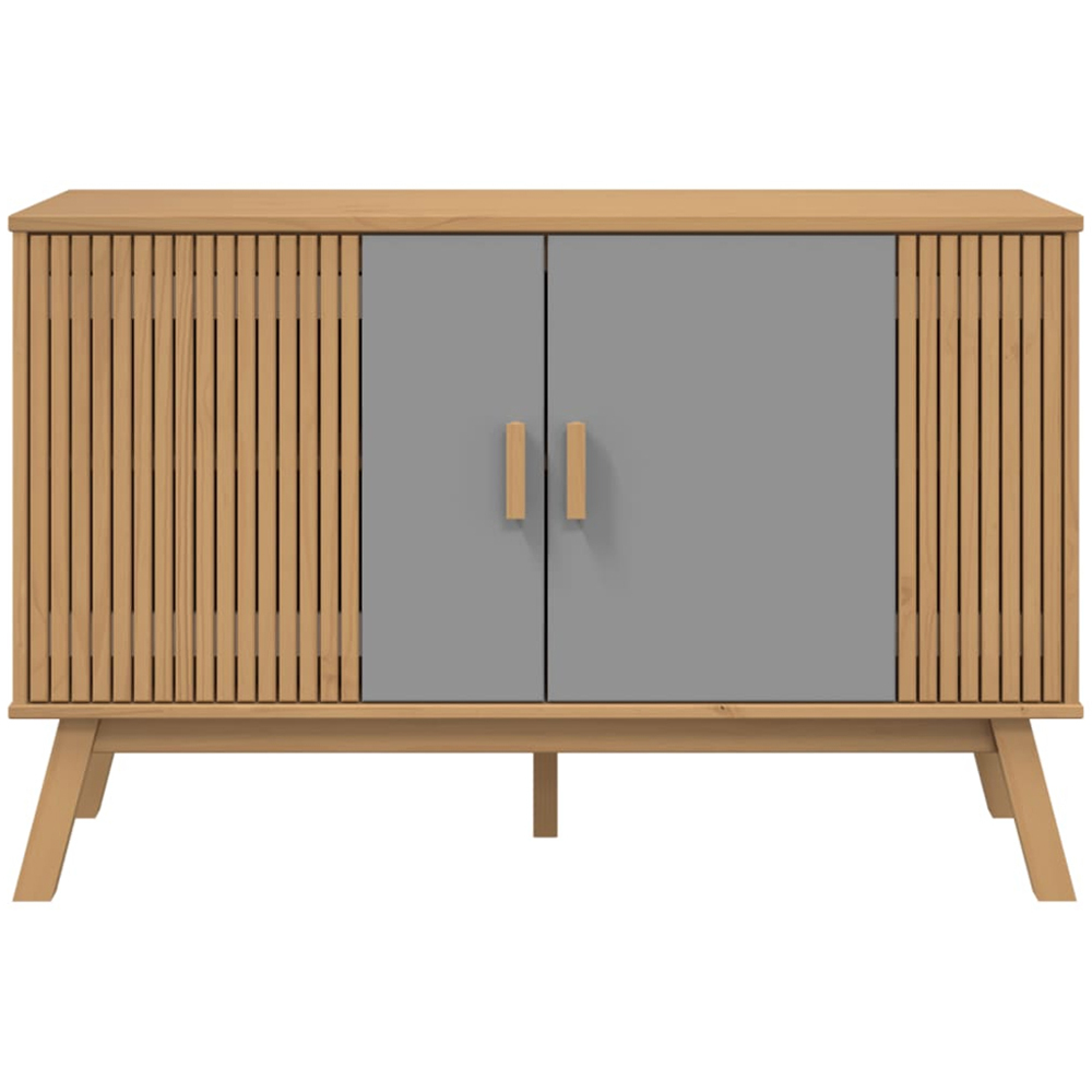 vidaXL 2 Door Grey and Brown Solid Pine Wood Sideboard Image 4