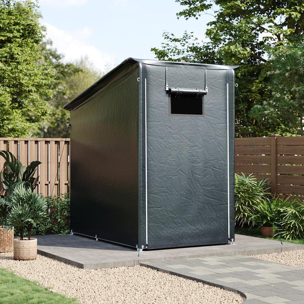 Living and Home 4 x 6ft Dark Grey Pent Garden Storage Shelter with Roll-Up Zipper Door Image 7
