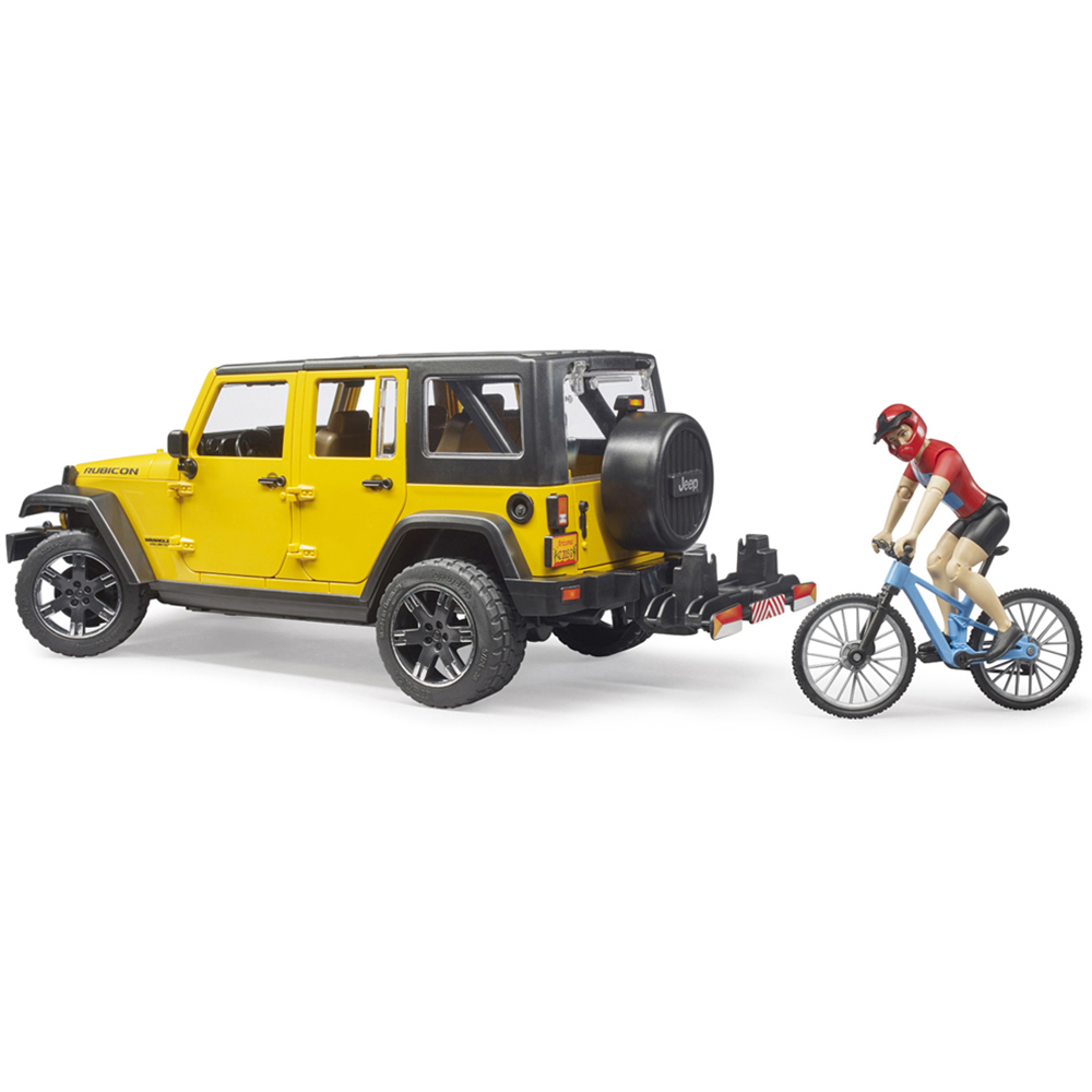 Bruder Kids Jeep Wrangler Unlimited Rubicon with Mountain Bike and Cyclist Playset Model Image 4