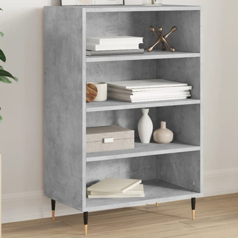 vidaXL 4 Shelf Concrete Grey Highboard Image 1