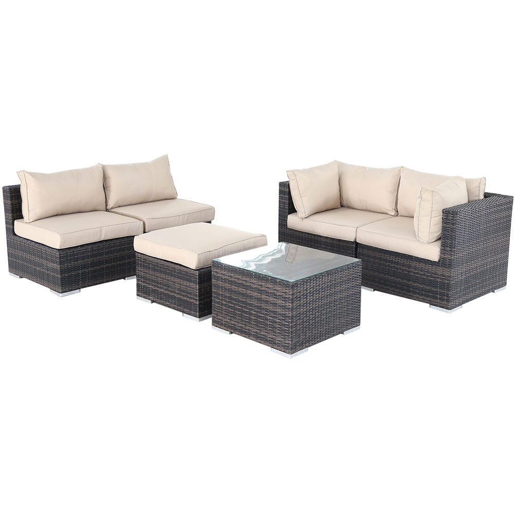 Furniture One 5 Seater Brown Rattan Garden Sofa Set Image 6