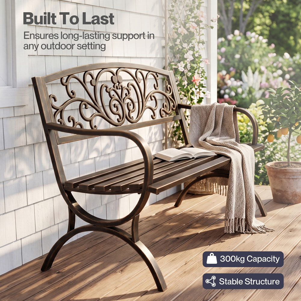 Levede 2-3 Seater Bronze Butterfly Metal Garden Bench Image 7