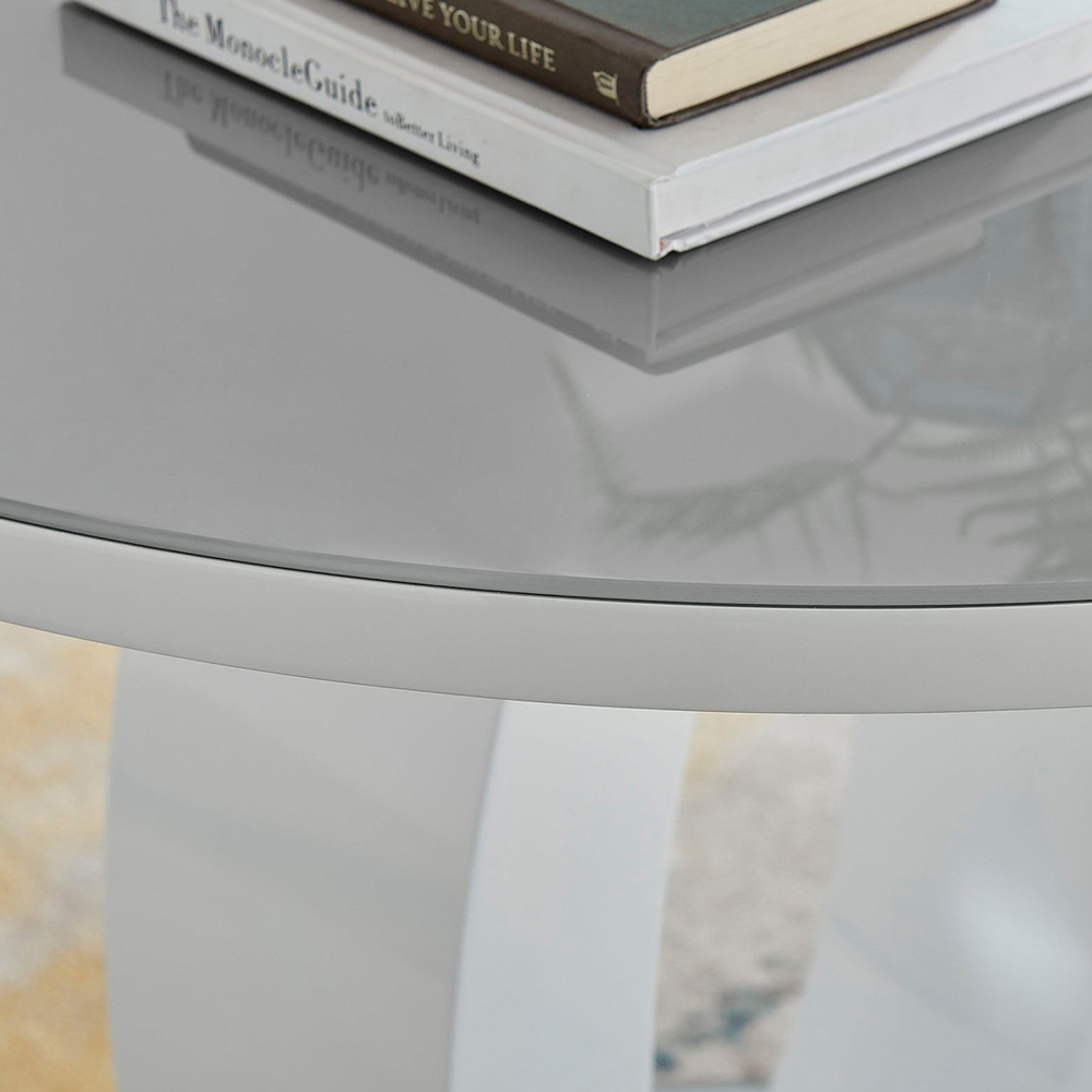 Furniturebox Lucia Cesano 6 Seater Round Dining Set Grey Gloss Blue and Chrome Image 5