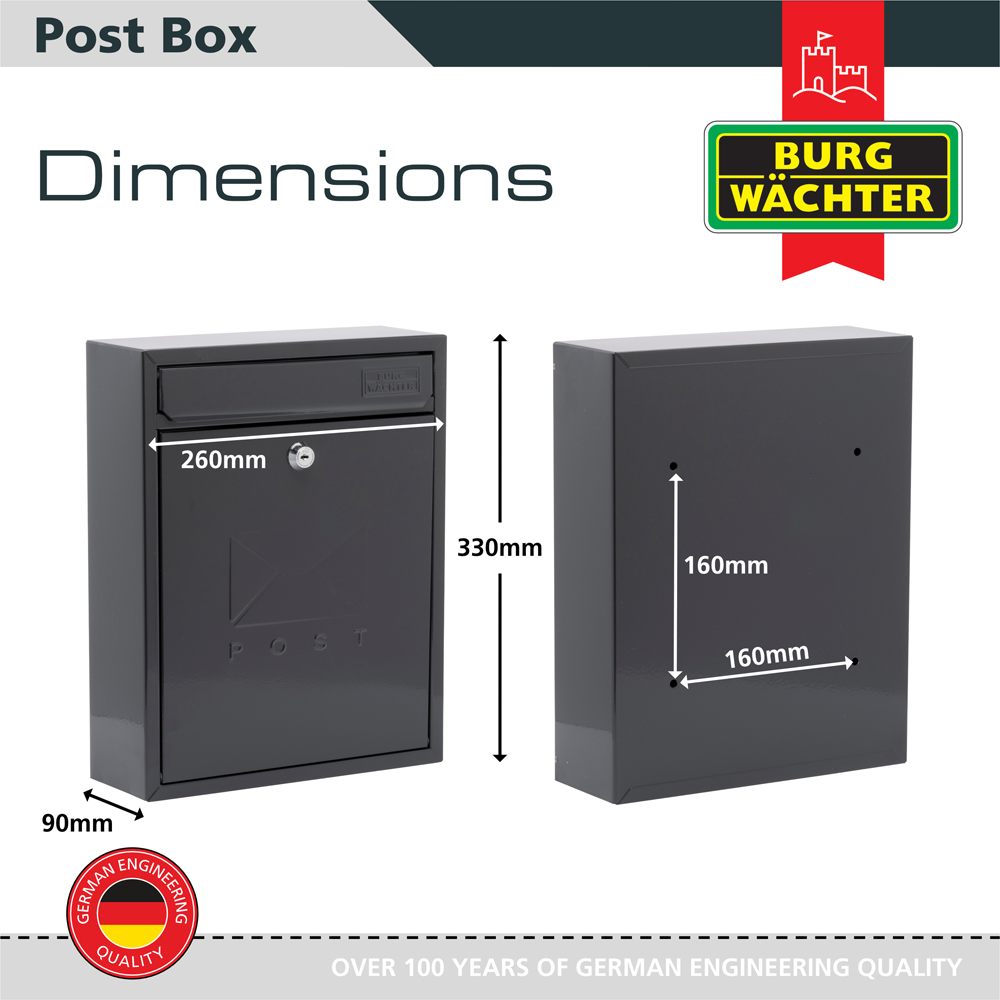Burg-Wachter Anthracite Compact Post Box Image 6