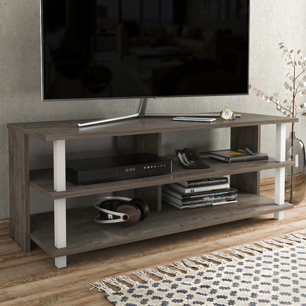 Decorotika Pueblo 4 Shelf White Wenge TV Stand for 55 inch TV Image 1