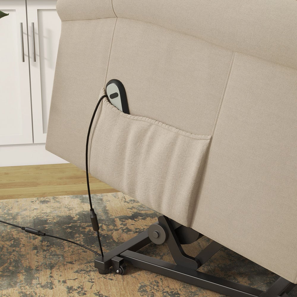 HOMCOM Beige Fabric Power Lift Recliner Chair with Remote Image 3