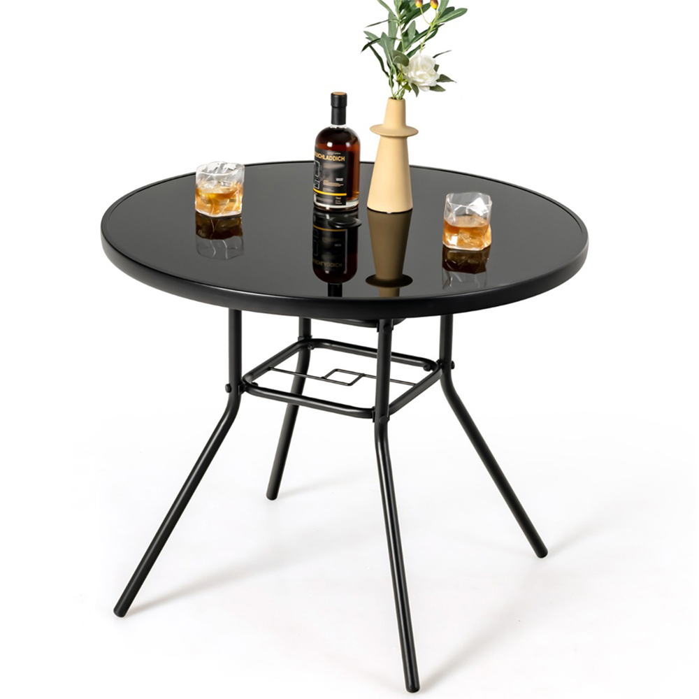 Costway 4 Seater Round Bistro Table with Umbrella Hole Image 3