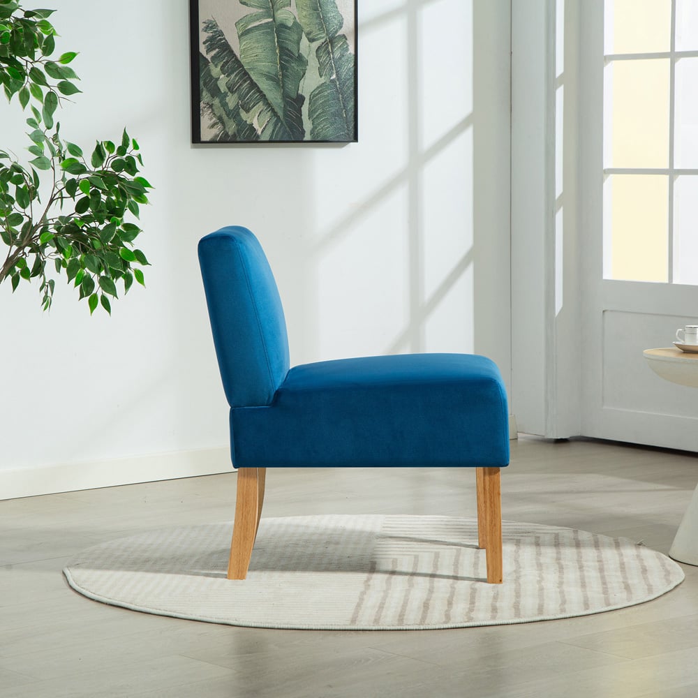 Artemis Home Corina Blue Velvet Fabric Armless Accent Chair Image 3