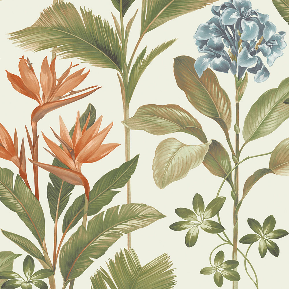 Belgravia Decor Oliana Floral Green and Orange Wallpaper Image 1