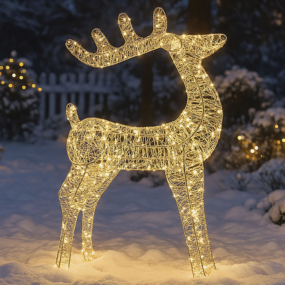 Xmas Haus Silver 450 Warm White Micro LED Deer Christmas Decoration 3ft Image 1