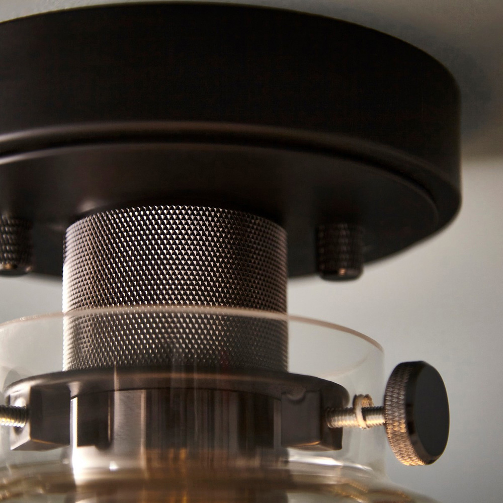 Merano Alessandria Bowl Smokey Grey and Black Semi Flush Ceiling Light Image 6