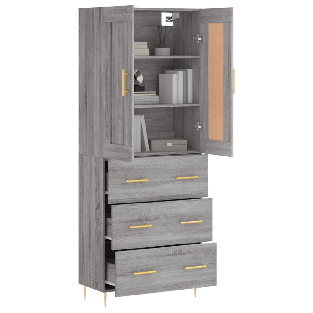 vidaXL 2 Door 3 Drawer Grey Sonoma Highboard Image 3