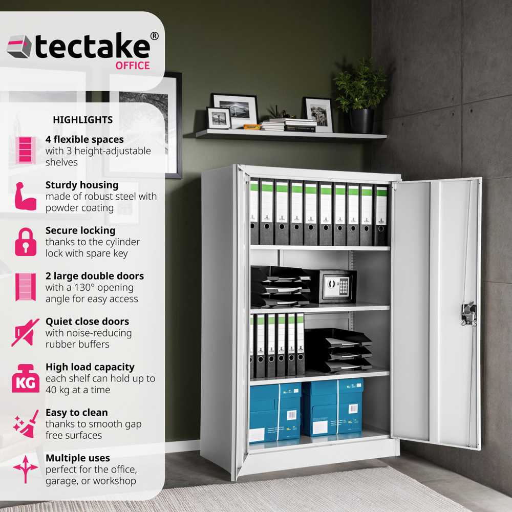tectake 4 Shelf Grey Lockable File Cabinet Image 6