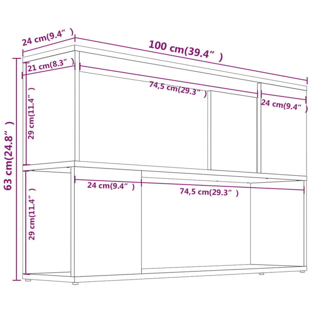 vidaXL 2 Shelf Smoked Oak Bookcase Image 8
