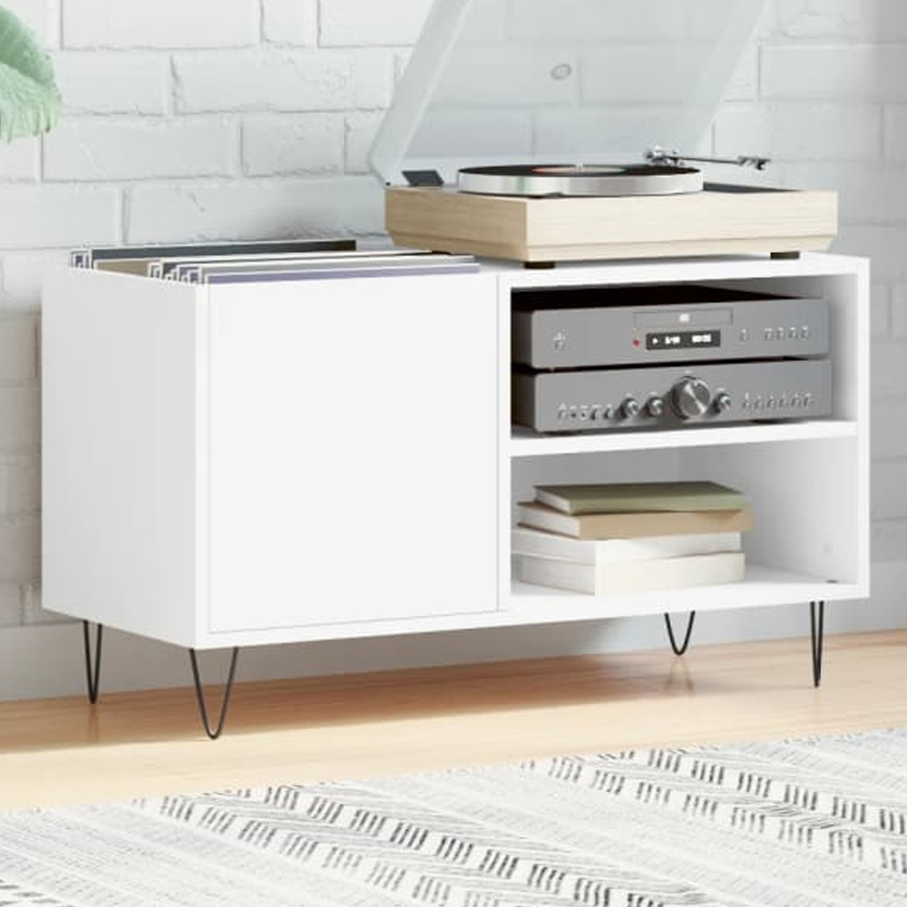 vidaXL 2 Shelf White Record Cabinet Image 1