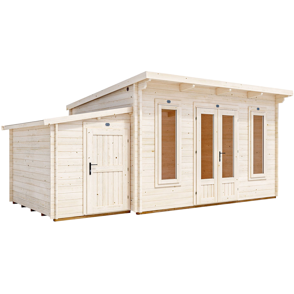 Dunster House Terminator 18 x 10ft Brown Garden Pent Log Cabin Office with Storage Room Image 1
