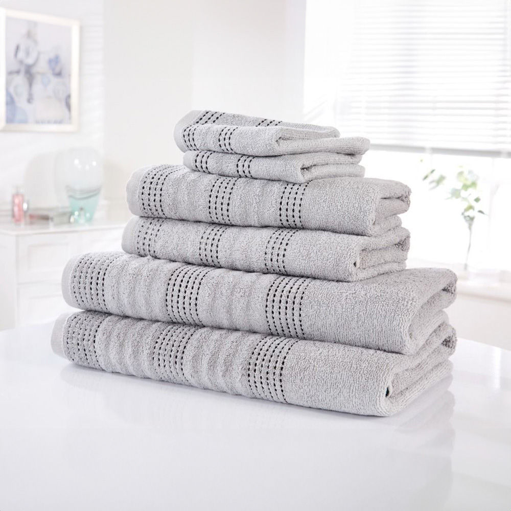 Rapport Home Spa Super Soft and Absorbent Cotton Silver Grey Bath Towel Image 2