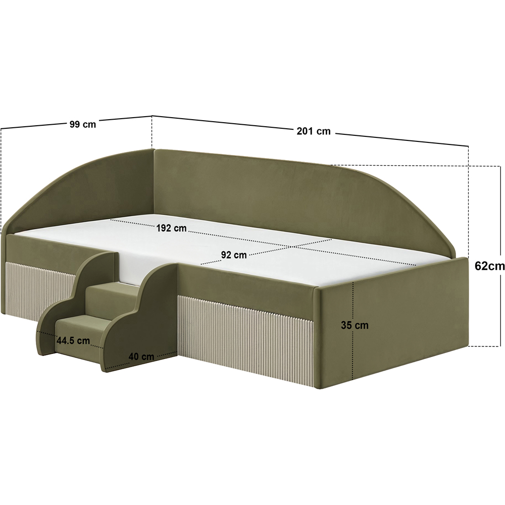 Flair Aviana Olive Green and Beige Velvet and Cord Low Sleeper Bed Image 7
