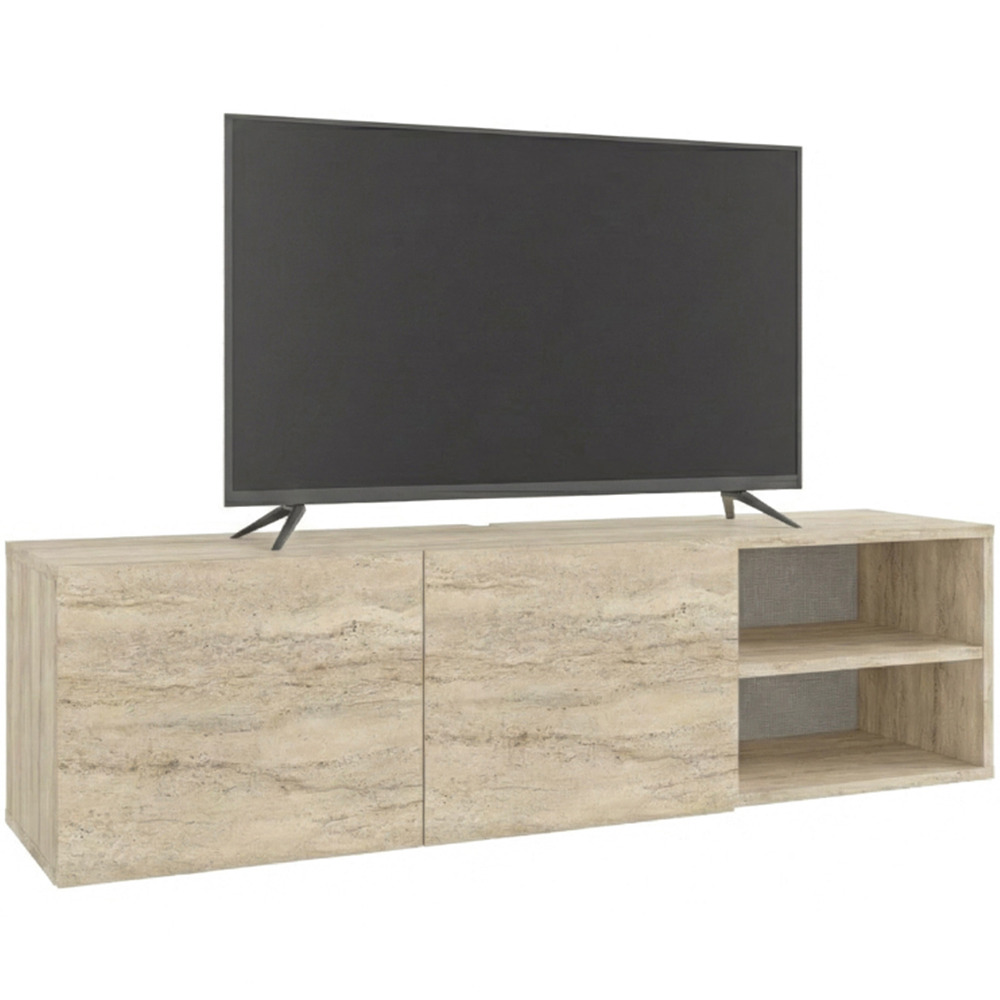 Decortie Conrad 2 Door 2 Shelf Travertine Wall-Mounted TV Stand Image 2