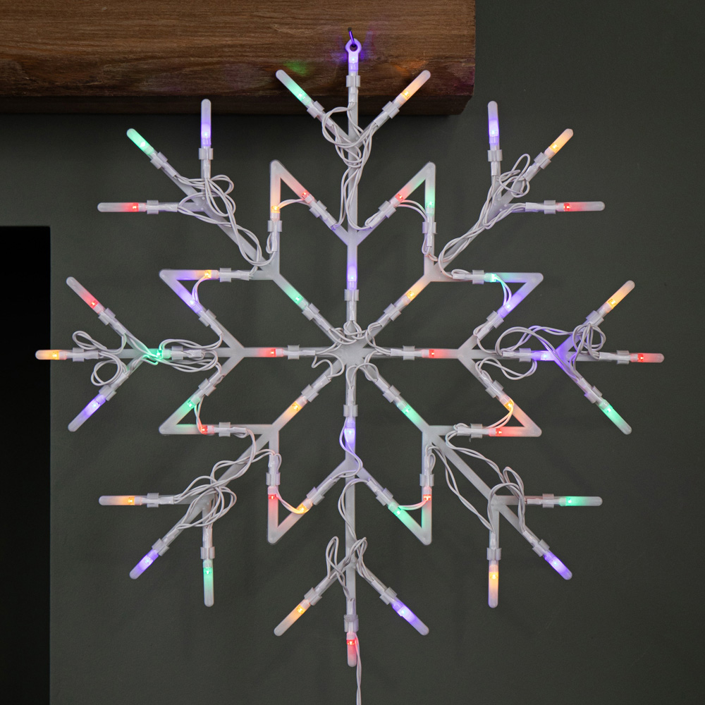 Samuel Alexander 50 Multicoloured LED Battery Operated Light-Up Snowflake Christmas Decoration 34cm Image 9