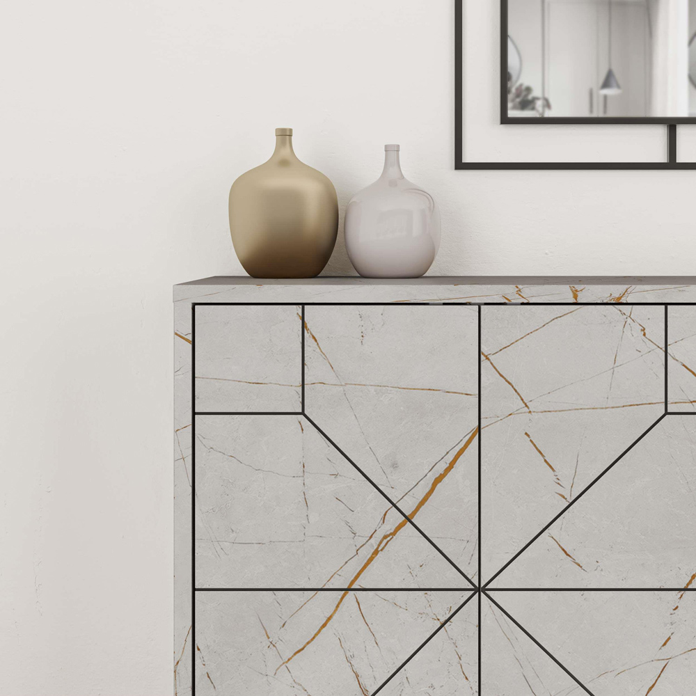 Decortie Dune 4 Door Gold Marble Effect Sideboard Image 3