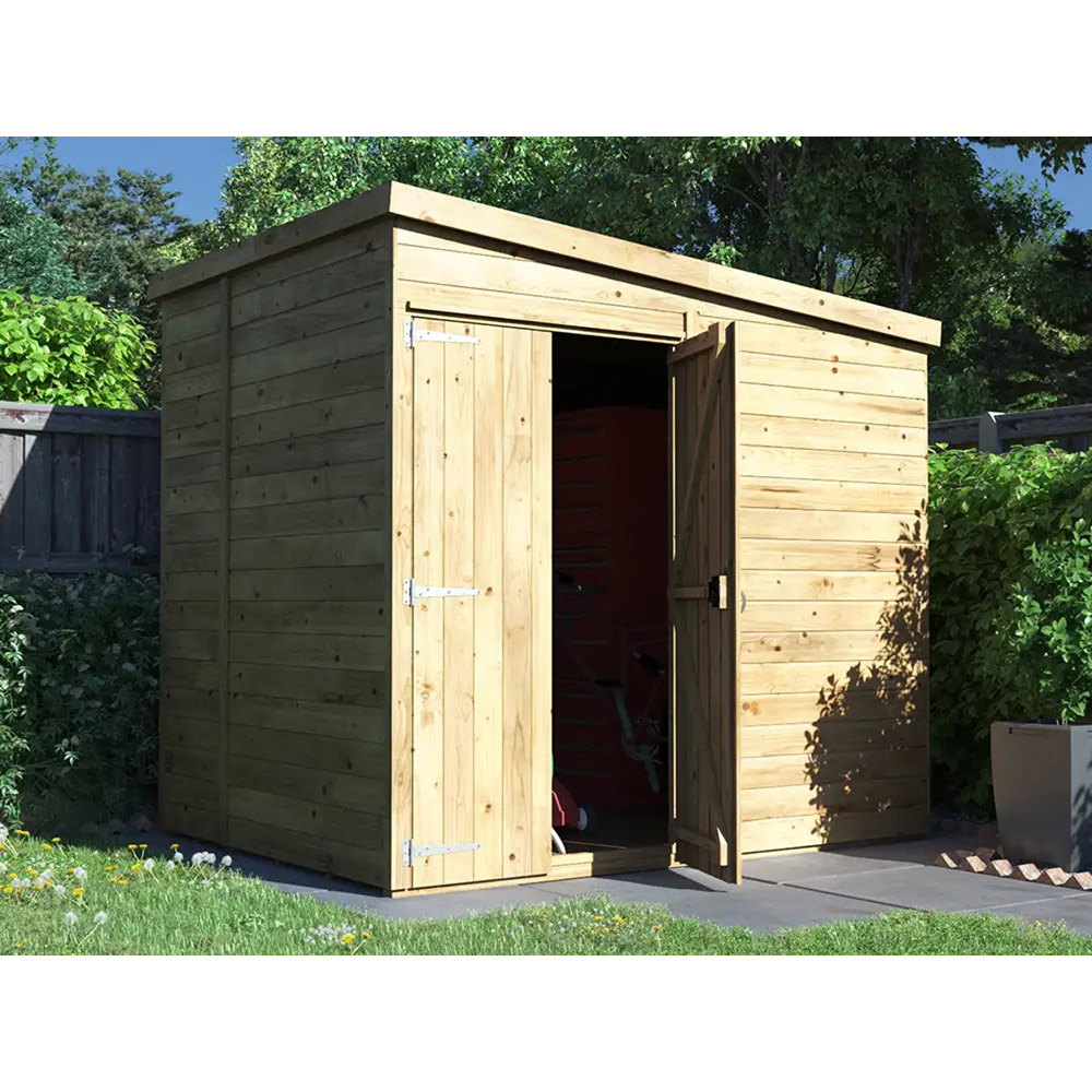 Dunster House Overlord 8 x 6ft Modular Brown Superfelt Pent Bike Shed Image 2