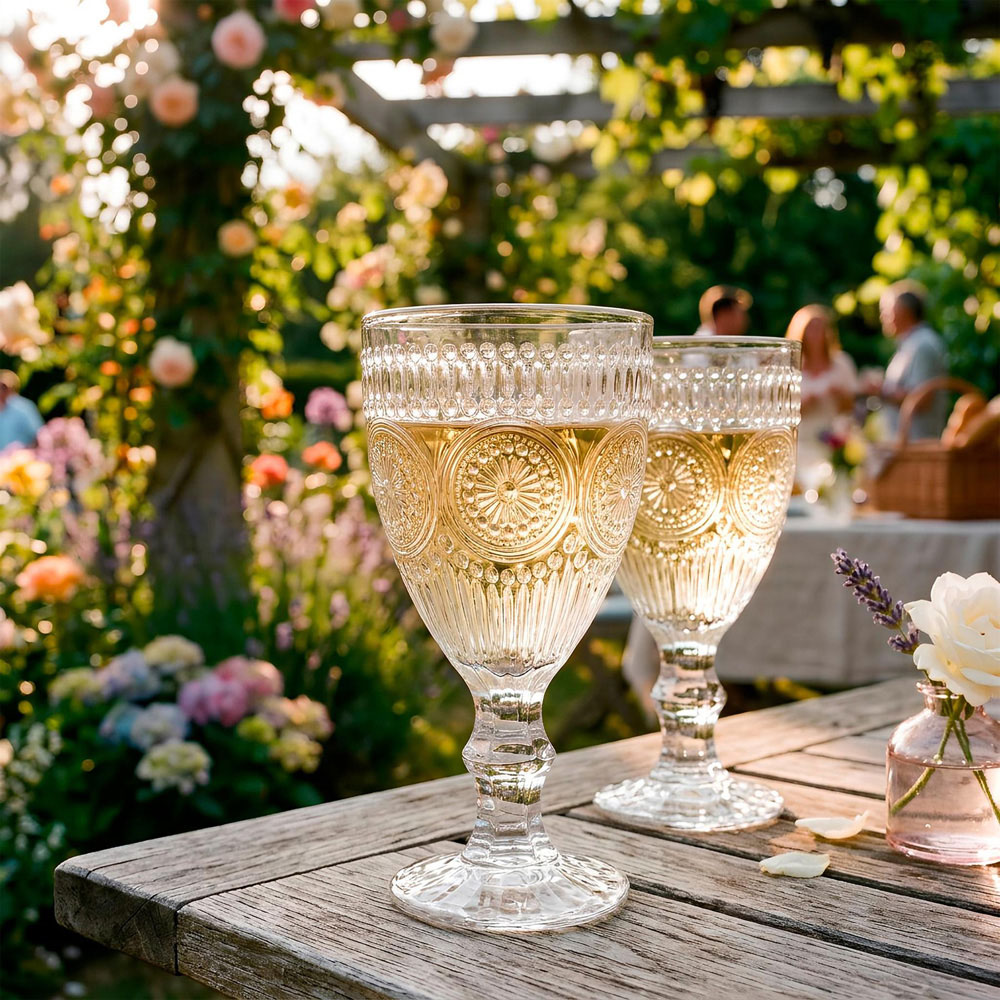 Argon Tableware Amore Ribbed Sunflower-Inspired Motif Clear Wine Glass 310ml 24 Pack Image 2
