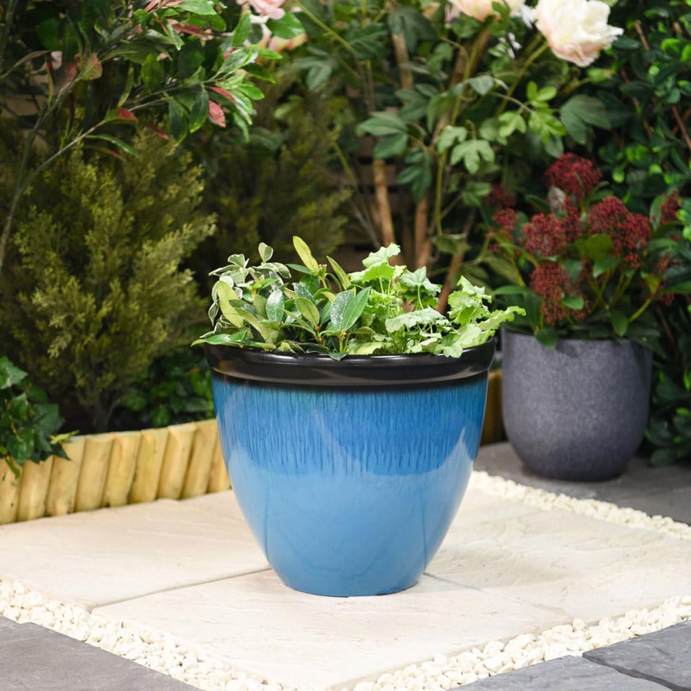 Garden Gear Bell Sky Blue Glazed Planter 39.5cm Image 2
