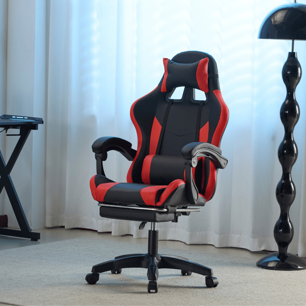 Home Source Neuro Red Ergonomic Gaming Chair with Adjustable Footrest and Headrest Image 6