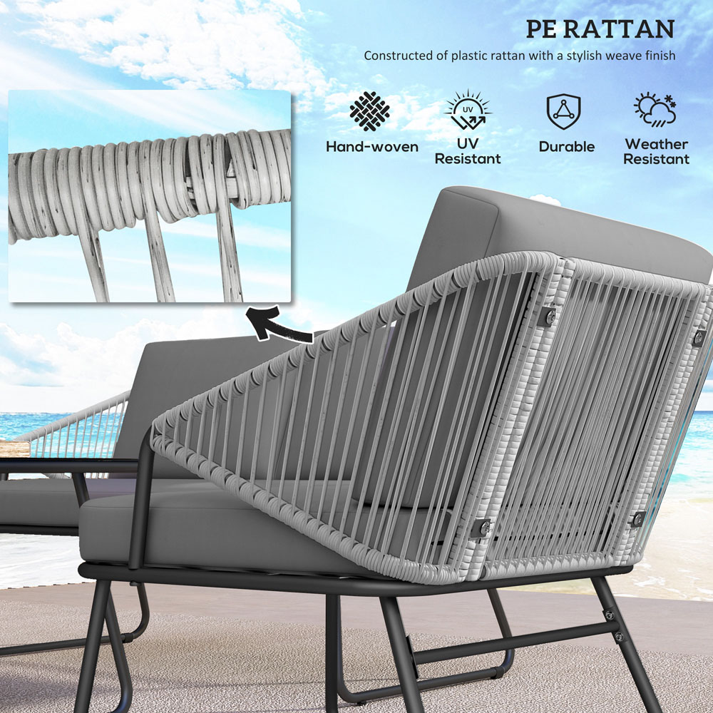 Outsunny 4 Seater Grey Cushion Rattan Garden Furniture Set Image 5
