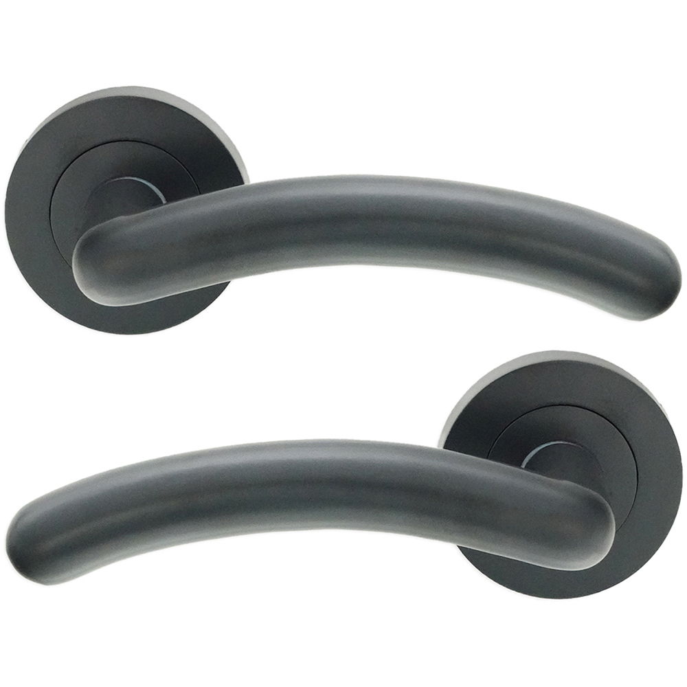 Spira Brass Taurus Gunmetal Grey Lever on Rose Door Handle 2 Pack Image 1