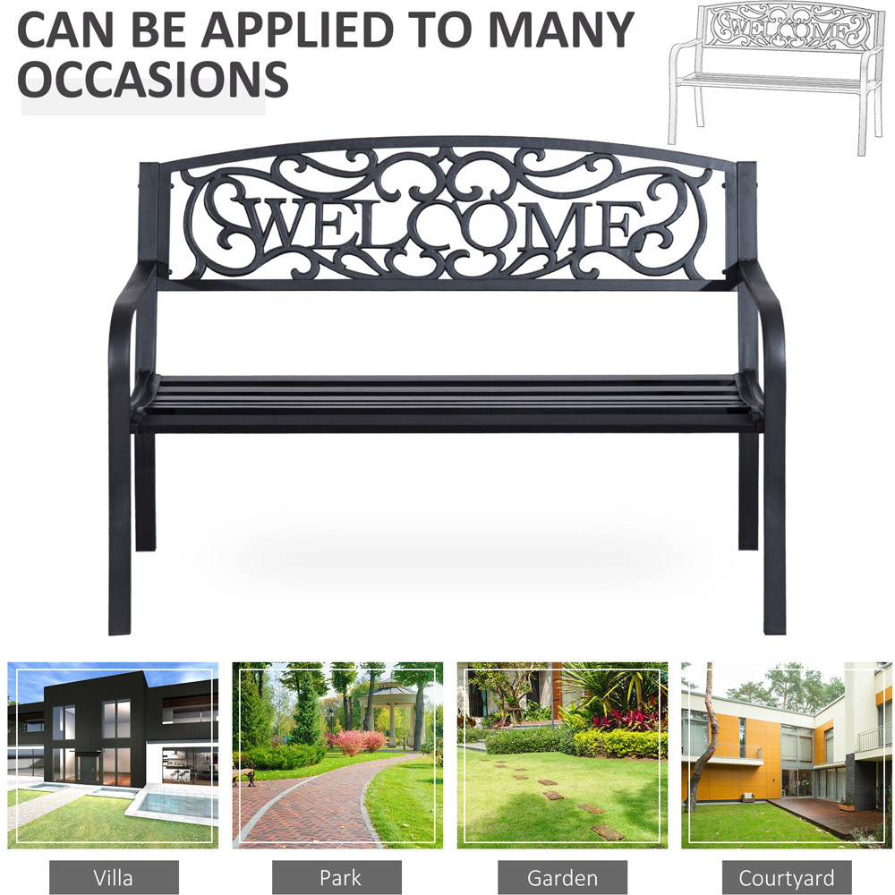 Outsunny 2 Seater Welcome Metal Bench Image 6