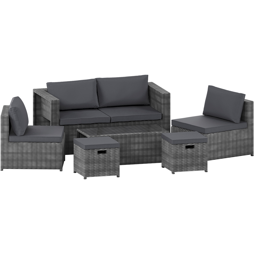 GARDEN VIDA Islay 6 Seater Grey PE Rattan Set Garden Lounge Set with Cover Image 2