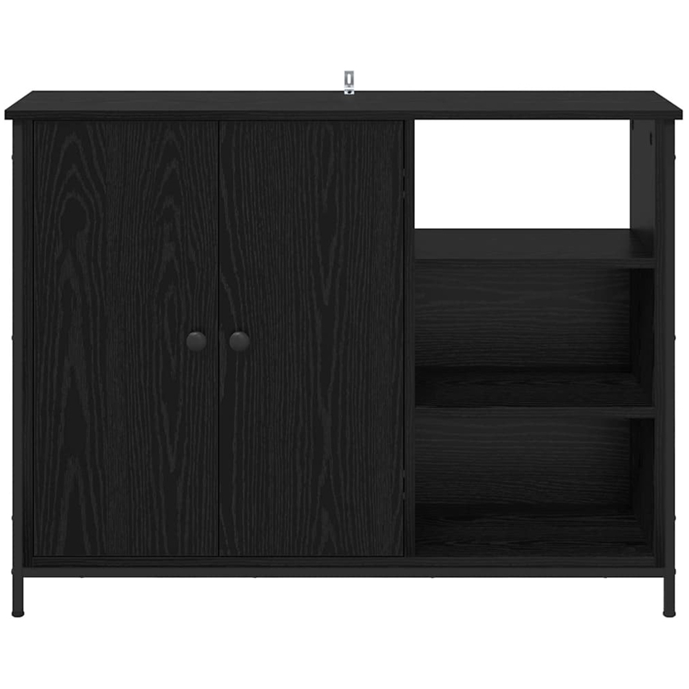 vidaXL 2 Door 3 Shelf Black Oak Sideboard Image 4